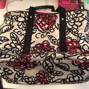 Coach red flower tote bag